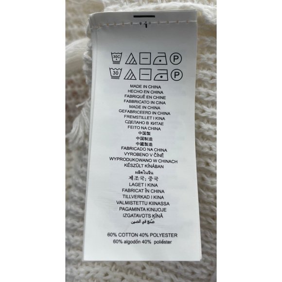 NWT Michael Kors Women’s Size Small Cream Crew Neck Sweater W/ Fringe Hem - Picture 5 of 5